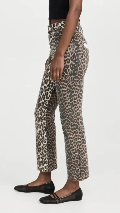 Ganni Print Denim Betzy Cropped Jeans Leopard | Thumbnail 4