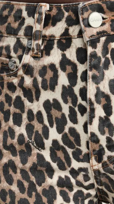 Ganni Print Denim Betzy Cropped Jeans Leopard | Thumbnail 6