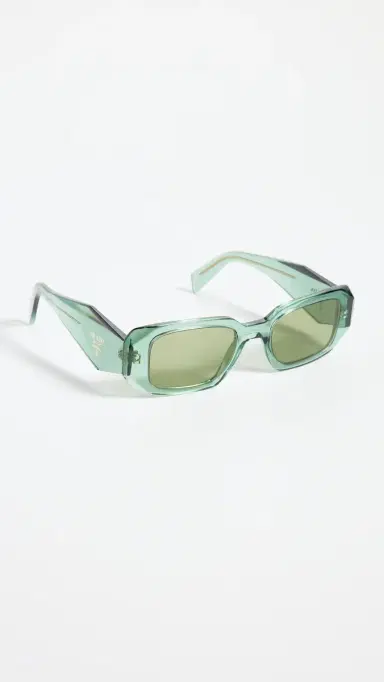 Prada Symbole Rectangular Sunglasses Transparent Sage One Size | Thumbnail 2 Prada Symbole Rectangular Sunglasses Transparent Sage One Size | Thumbnail 2