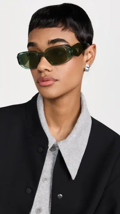 Prada Symbole Rectangular Sunglasses Transparent Sage One Size | Thumbnail 3 Prada Symbole Rectangular Sunglasses Transparent Sage One Size | Thumbnail 3