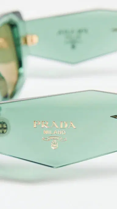 Prada Symbole Rectangular Sunglasses Transparent Sage One Size | Thumbnail 5 Prada Symbole Rectangular Sunglasses Transparent Sage One Size | Thumbnail 5