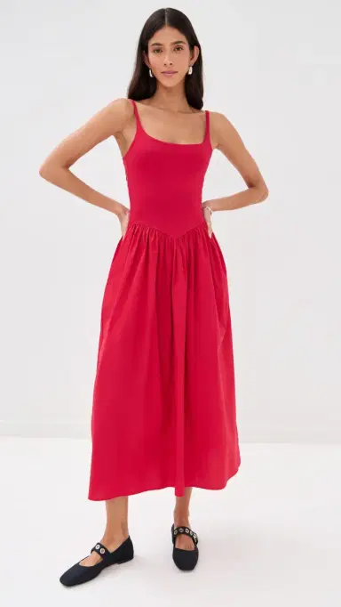 LE BOP Alix Mixed Fabric Tank Dress Poppy Red | Thumbnail 2 LE BOP Alix Mixed Fabric Tank Dress Poppy Red | Thumbnail 2