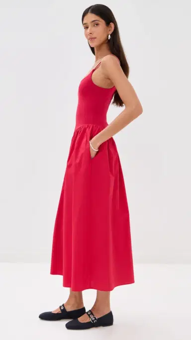 LE BOP Alix Mixed Fabric Tank Dress Poppy Red | Thumbnail 4 LE BOP Alix Mixed Fabric Tank Dress Poppy Red | Thumbnail 4