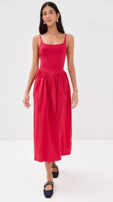 LE BOP Alix Mixed Fabric Tank Dress Poppy Red | Thumbnail 5 LE BOP Alix Mixed Fabric Tank Dress Poppy Red | Thumbnail 5
