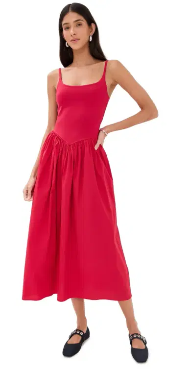 LE BOP Alix Mixed Fabric Tank Dress Poppy Red | Thumbnail 1 LE BOP Alix Mixed Fabric Tank Dress Poppy Red | Thumbnail 1