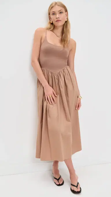 LE BOP Alix Mixed Fabric Tank Dress Latte XXL | Thumbnail 5 LE BOP Alix Mixed Fabric Tank Dress Latte XXL | Thumbnail 5