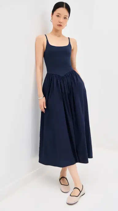 LE BOP Alix Mixed Fabric Tank Dress Navy | Thumbnail 2 LE BOP Alix Mixed Fabric Tank Dress Navy | Thumbnail 2