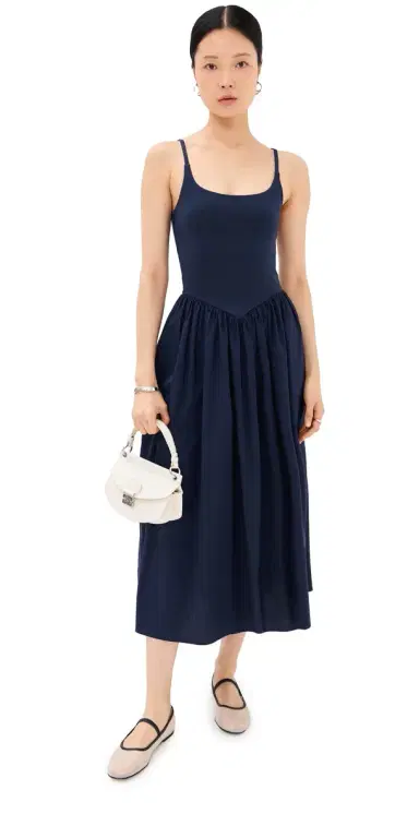 LE BOP Alix Mixed Fabric Tank Dress Navy | Thumbnail 1 LE BOP Alix Mixed Fabric Tank Dress Navy | Thumbnail 1