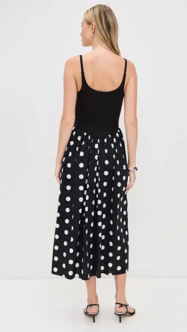 LE BOP Alix Mixed Fabric Tank Dress Black/Polka Dot | Thumbnail 3 LE BOP Alix Mixed Fabric Tank Dress Black/Polka Dot | Thumbnail 3