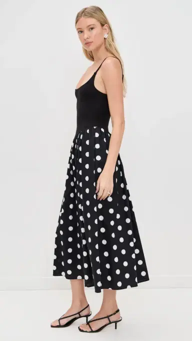 LE BOP Alix Mixed Fabric Tank Dress Black/Polka Dot | Thumbnail 4 LE BOP Alix Mixed Fabric Tank Dress Black/Polka Dot | Thumbnail 4