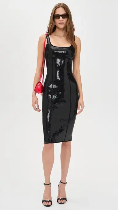 Fleur du Mal Sequin Knit Corset Midi Dress Black | Thumbnail 5 Fleur du Mal Sequin Knit Corset Midi Dress Black | Thumbnail 5