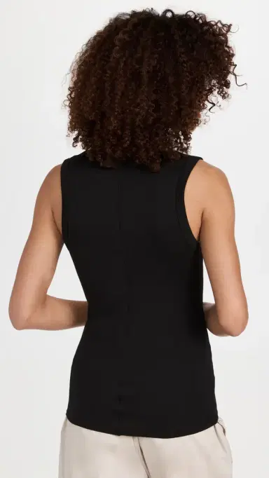 Enza Costa upima Cotton Essential Sleeveless Tank Black | Thumbnail 3