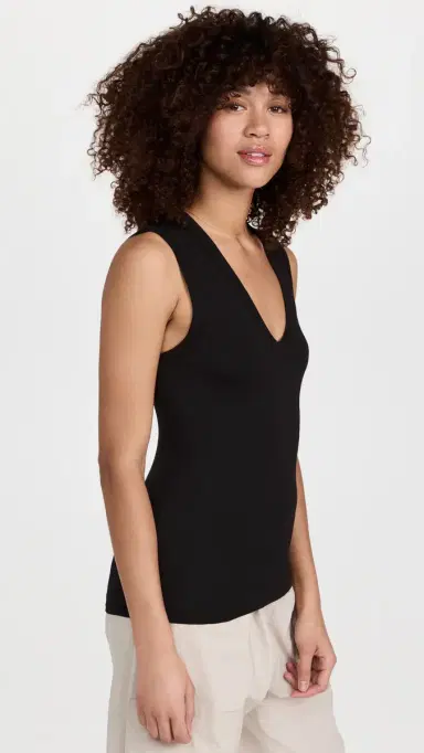 Enza Costa upima Cotton Essential Sleeveless Tank Black | Thumbnail 4