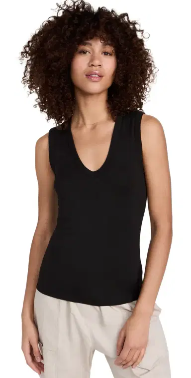 Enza Costa upima Cotton Essential Sleeveless Tank Black | Thumbnail 1