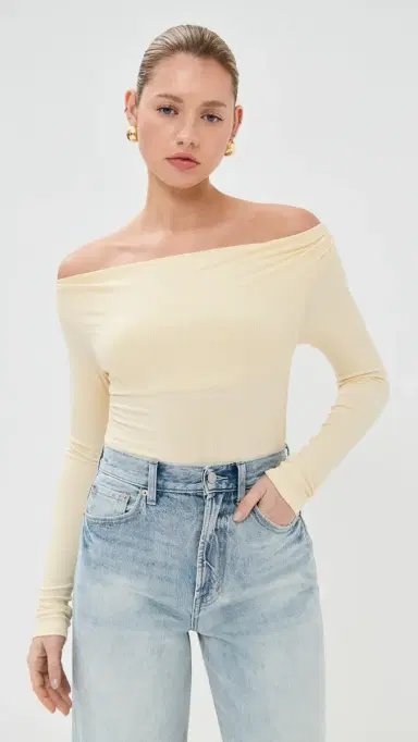 LE BOP Scarlet Off Shoulder Top Butter Yellow | Thumbnail 2 LE BOP Scarlet Off Shoulder Top Butter Yellow | Thumbnail 2