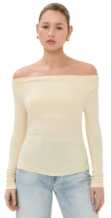 LE BOP Scarlet Off Shoulder Top Butter Yellow | Thumbnail 1 LE BOP Scarlet Off Shoulder Top Butter Yellow | Thumbnail 1