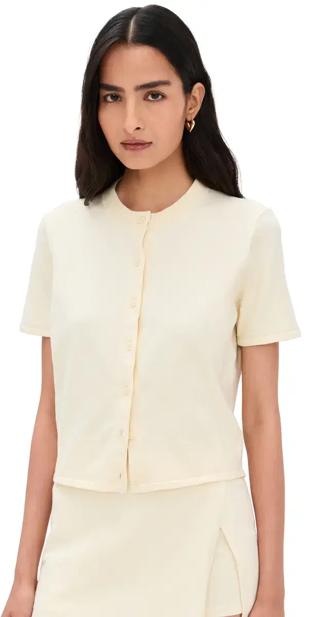 LE BOP Short Sleeve Cardigan Butter Yellow