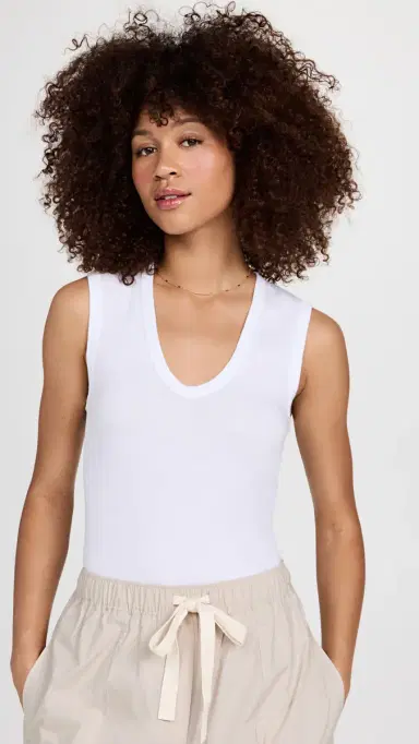 Enza Costa upima Cotton Essential Sleeveless Tank White | Thumbnail 2