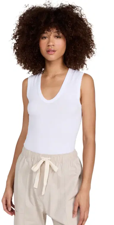 Enza Costa upima Cotton Essential Sleeveless Tank White | Thumbnail 1