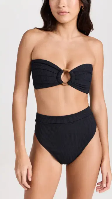 Montce Tori Bandeau Bikini Top Black Rib L | Thumbnail 5
