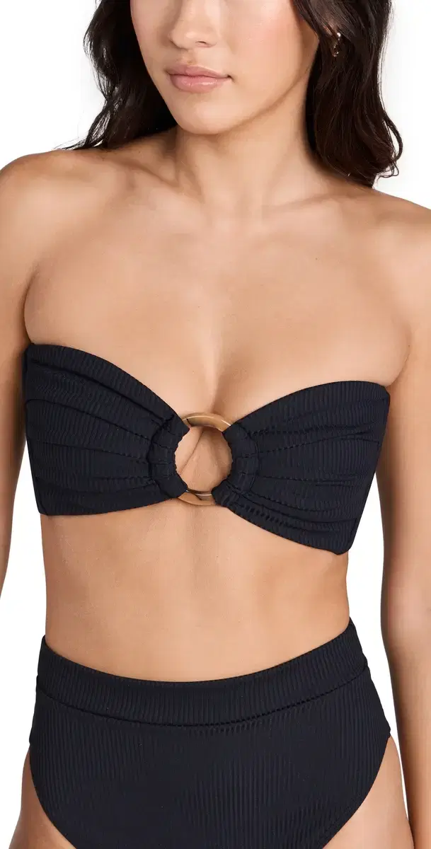 Montce Tori Bandeau Bikini Top Black Rib