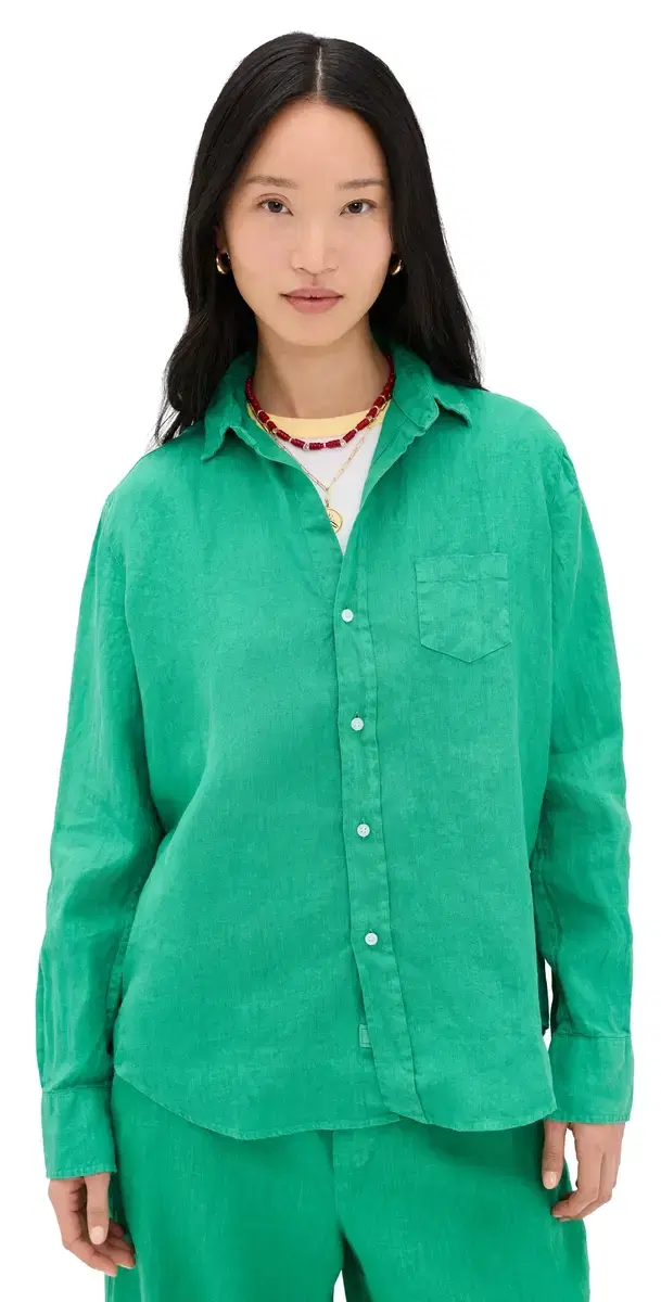 Relaxed Button-Up hirt Kelly Green
