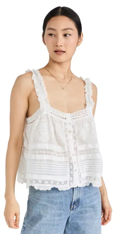 LoveShackFancy Sully Top White | Thumbnail 1 LoveShackFancy Sully Top White | Thumbnail 1