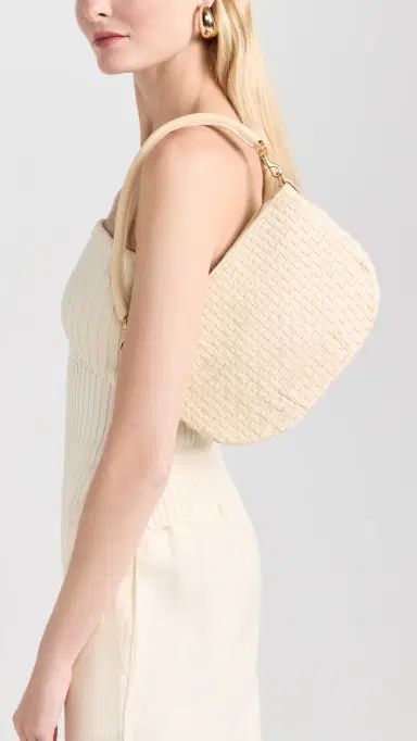 Clare V. Clare V. Petit Moyen Messenger Creme Woven One Size | Thumbnail 3