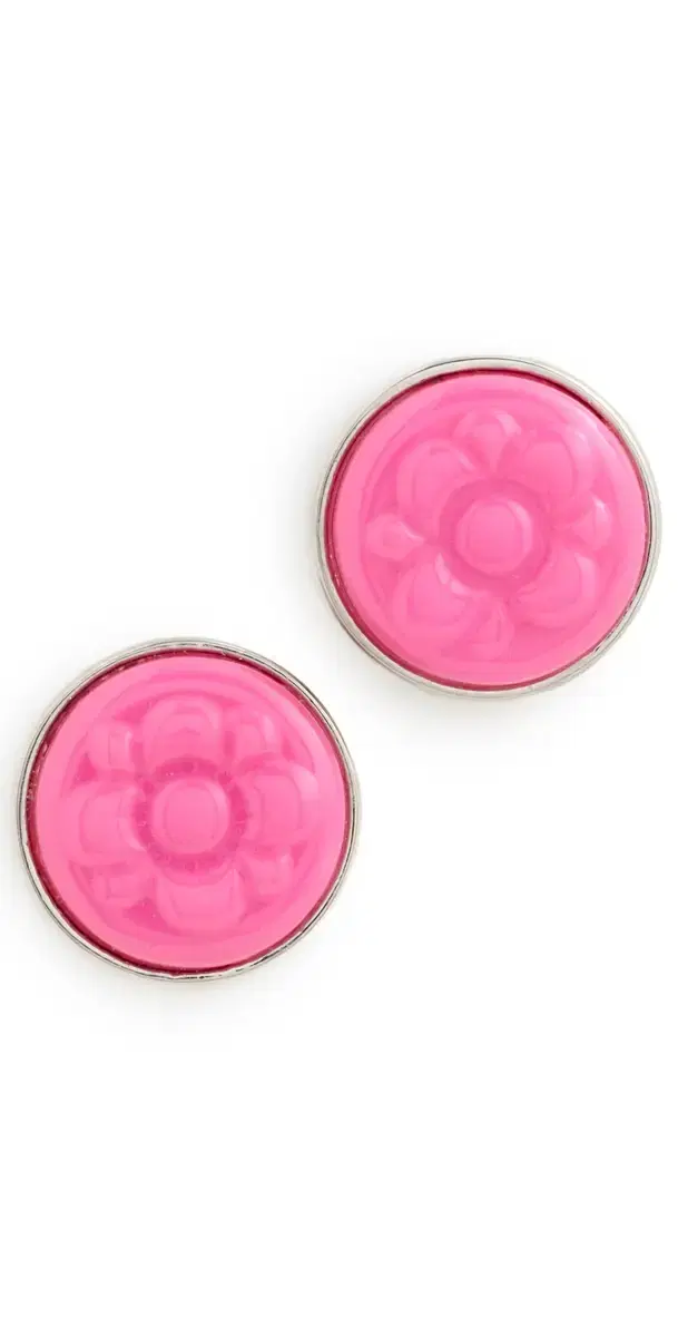 Casablanca Bull Link Stud Earrings Pink/Silver One Size