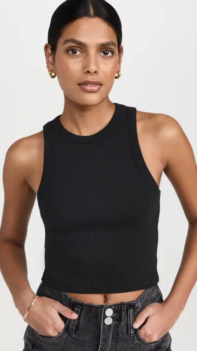 Sold Out NYC The Cropped Not So Basic Tank in Black Black S | Thumbnail 2