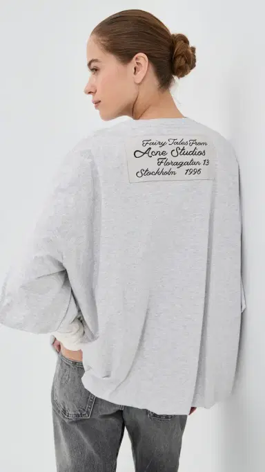 Acne Studios Gathered Logo T-Shirt Grey Melange S | Thumbnail 3 Acne Studios Gathered Logo T-Shirt Grey Melange S | Thumbnail 3