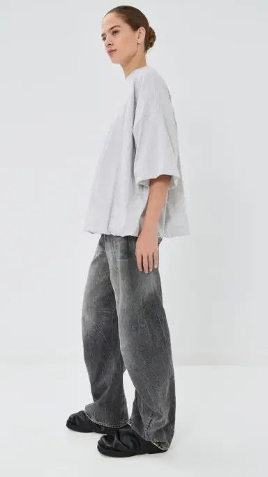 Acne Studios Gathered Logo T-Shirt Grey Melange S | Thumbnail 4 Acne Studios Gathered Logo T-Shirt Grey Melange S | Thumbnail 4