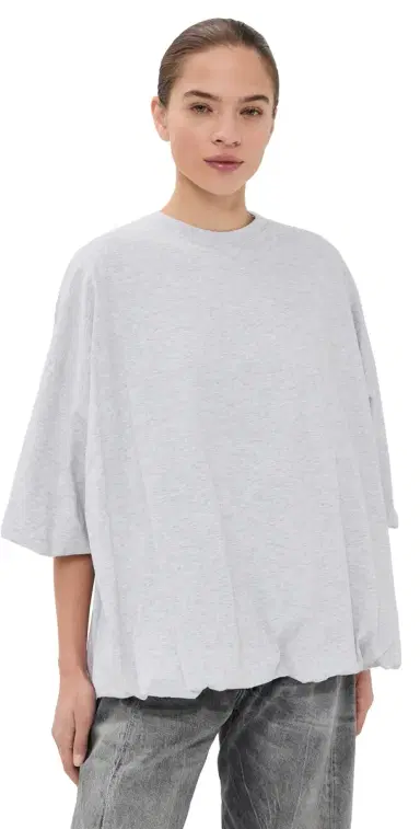Acne Studios Gathered Logo T-Shirt Grey Melange S | Thumbnail 1 Acne Studios Gathered Logo T-Shirt Grey Melange S | Thumbnail 1