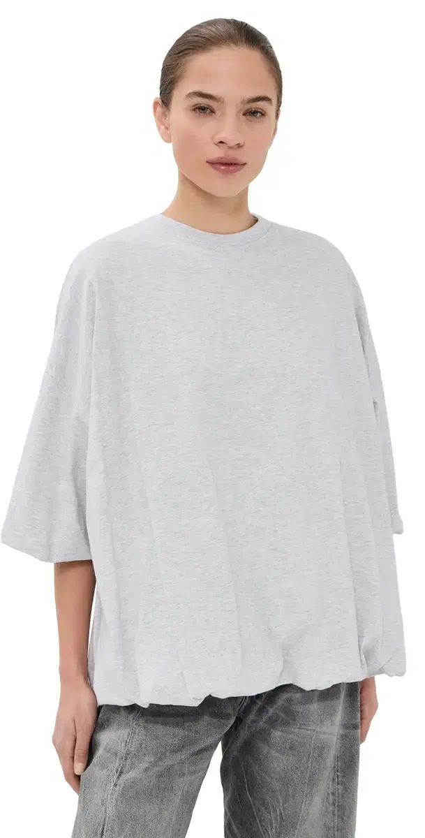 Acne Studios Gathered Logo T-Shirt Grey Melange