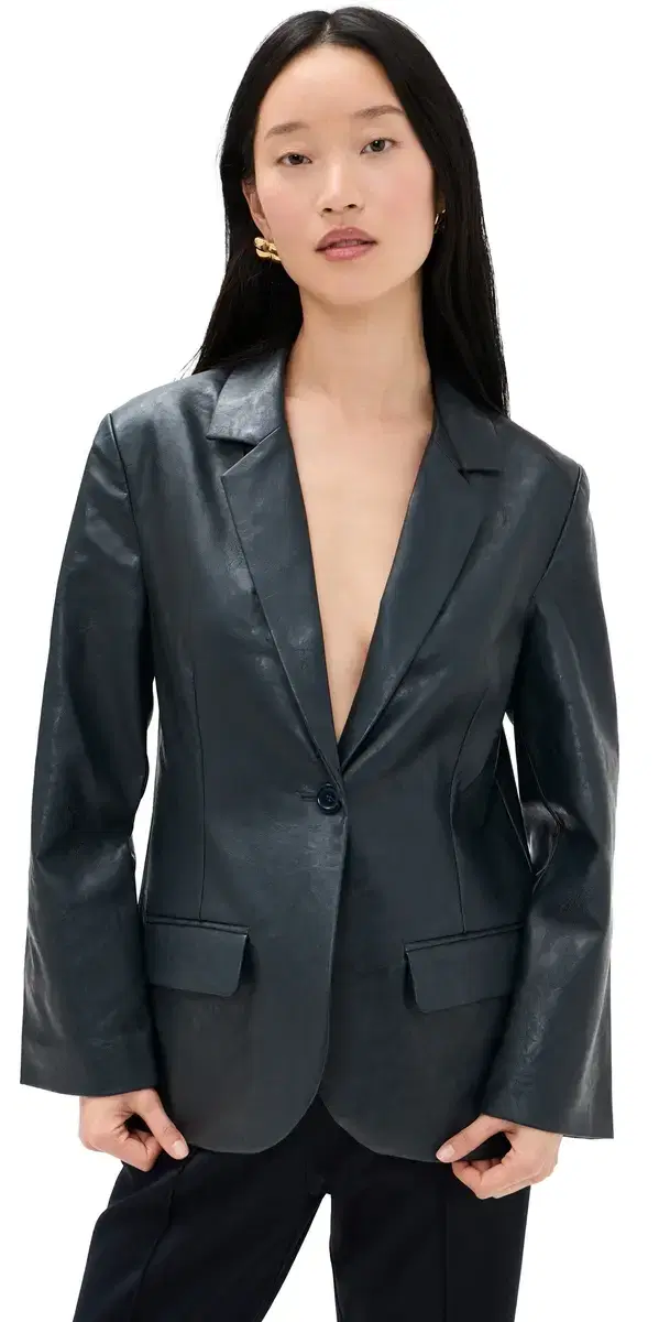 BAUM UND PFERDGARTEN Benette Faux Leather Blazer Dark Navy