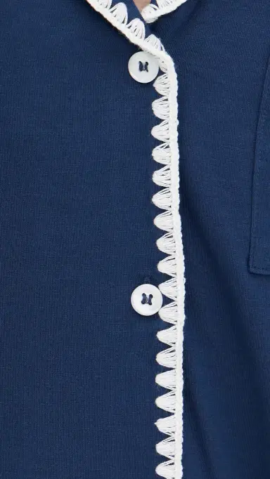 Eberjey The Frida Whip Stitch Short Pajama Set Navy/Ivory S | Thumbnail 6