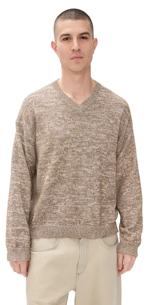 Maison Margiela ight Boucle V Neck Sweater ight Brown/Beige