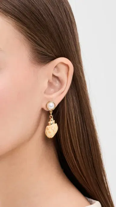 KENNETH JAY LANE Shell Drop Pierced Earrings | Thumbnail 3