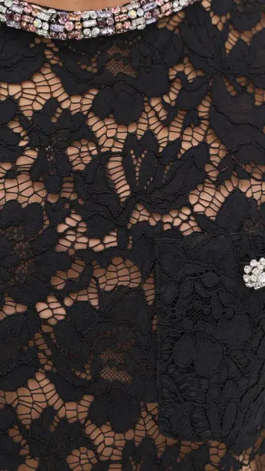 Self-Portrait Black Lace Crystal Mini Dress Black | Thumbnail 6