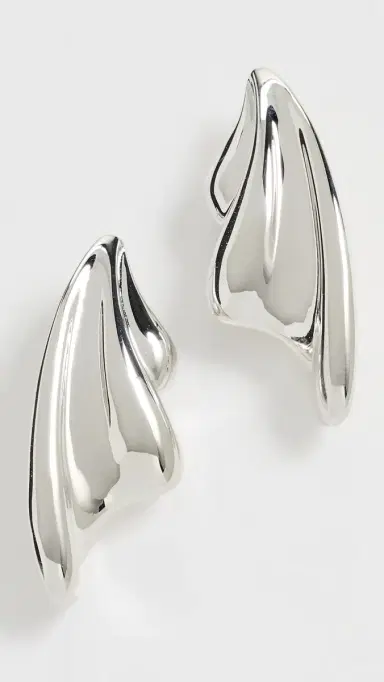 Otiumberg Statement Wave Earrings Silver One Size | Thumbnail 2