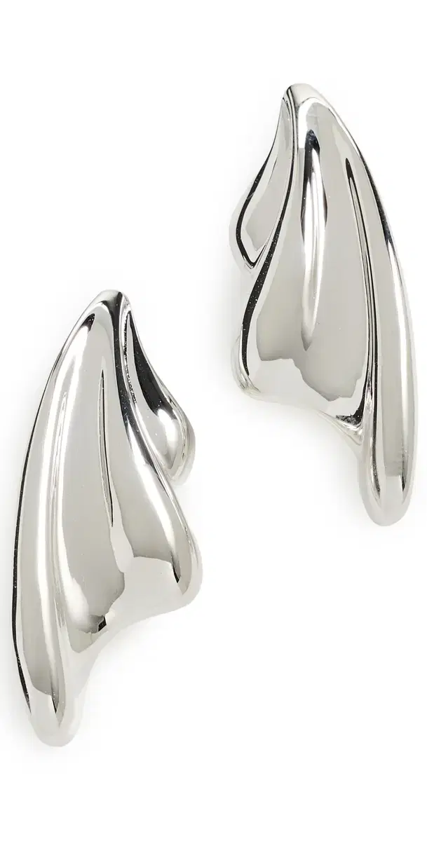 Statement Wave Earrings Silver One Size