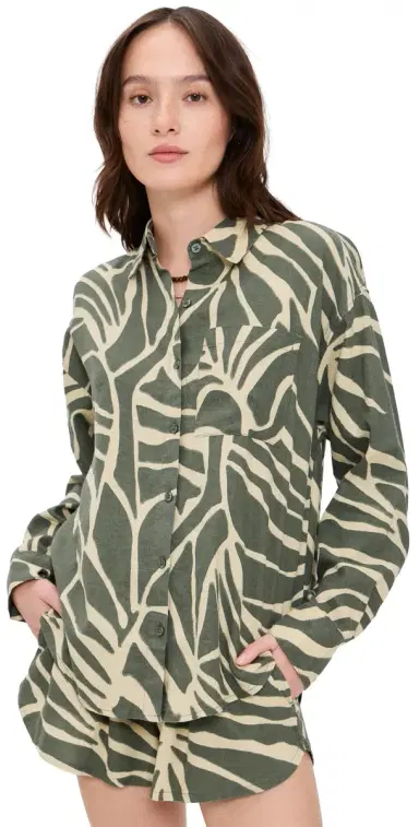 Z Supply Alfie Tova Button Down Tea eaf | Thumbnail 1