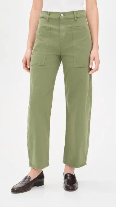Frank & Eileen Twill Barrel Trousers Olive | Thumbnail 2