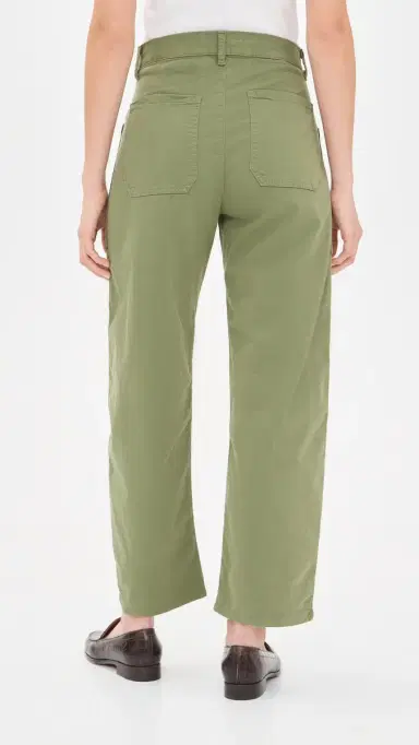 Frank & Eileen Twill Barrel Trousers Olive | Thumbnail 3