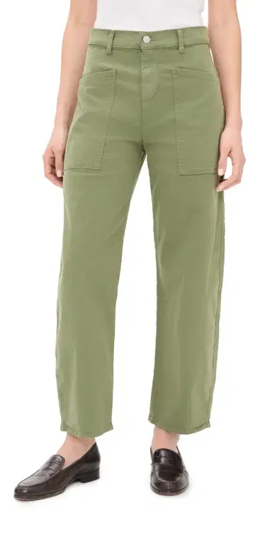 Frank & Eileen Twill Barrel Trousers Olive | Thumbnail 1