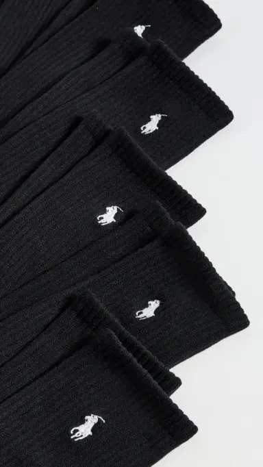 Polo Ralph Lauren Performance Crew Socks 6 Pack Black 10-13 | Thumbnail 3