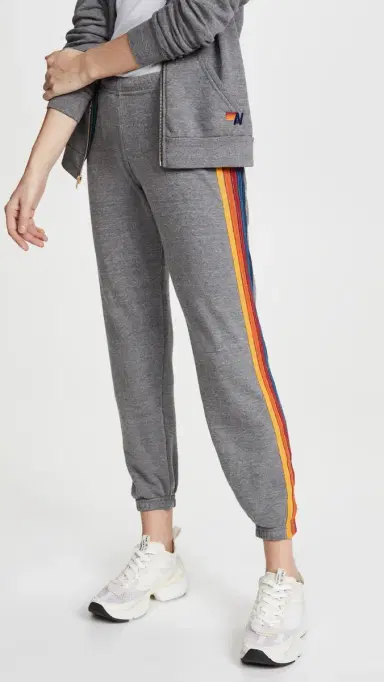 Aviator Nation 5 Stripe Sweat Pants Heather Grey | Thumbnail 2