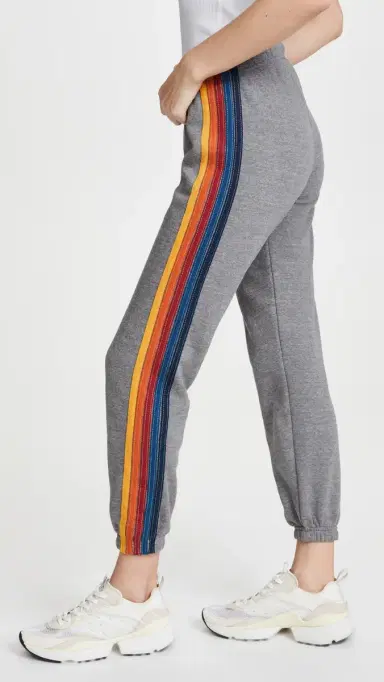 Aviator Nation 5 Stripe Sweat Pants Heather Grey | Thumbnail 4