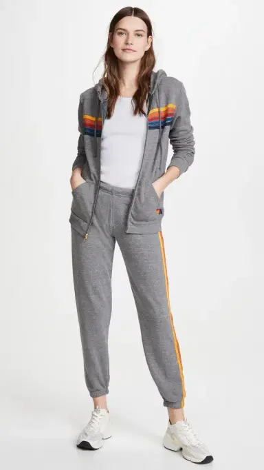 Aviator Nation 5 Stripe Sweat Pants Heather Grey | Thumbnail 5
