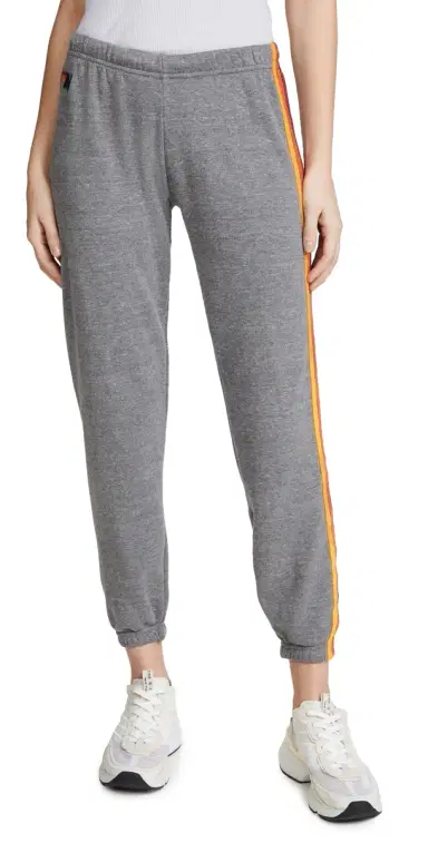 Aviator Nation 5 Stripe Sweat Pants Heather Grey | Thumbnail 1